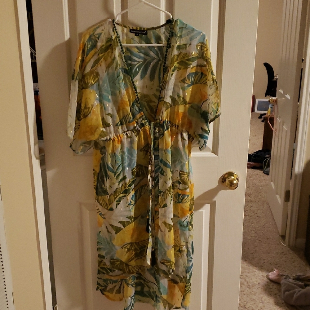 Tropical Print Sheer Cover-Up